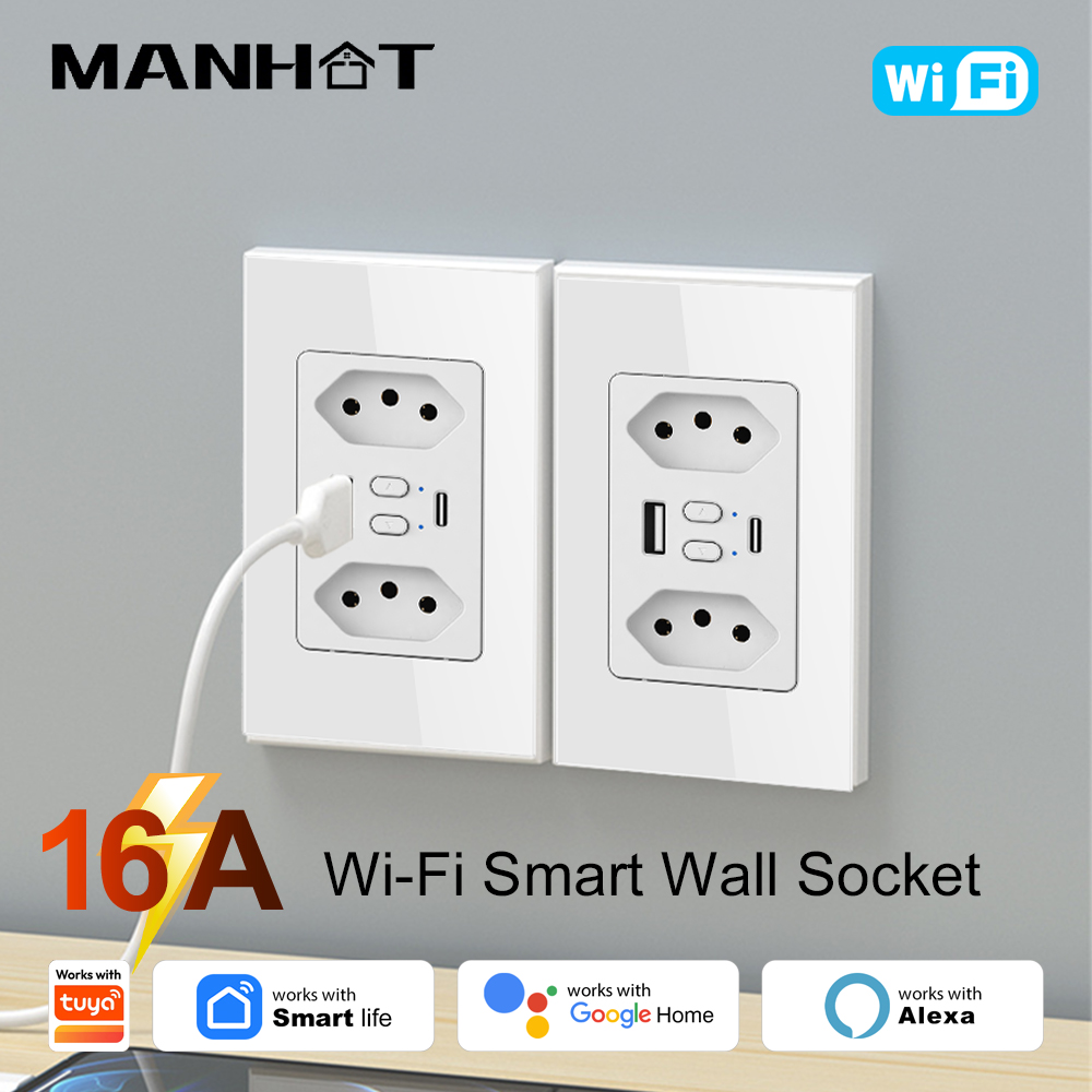 Smart Home Matter - MANHOT Wifi Smart Brazil Socket Switch