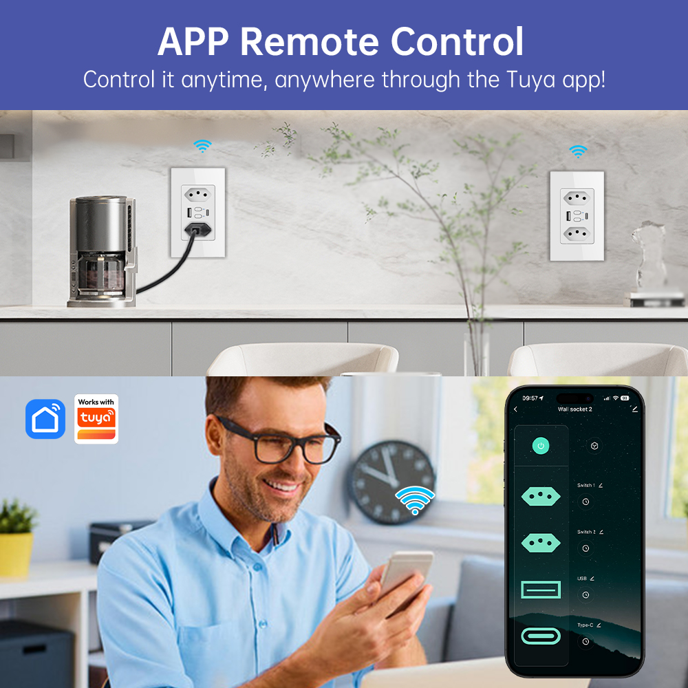 MANHOT Wifi Smart Brazil Socke - Smart Home Matter ulasan dan harga
