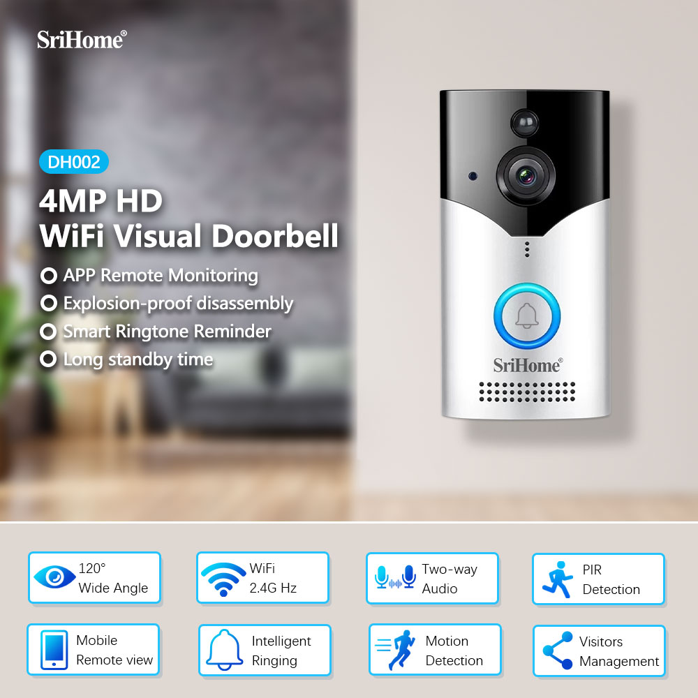 Srihome DH002 4MP 1440P Low Co - Wifi Doorbell Camera ulasan dan harga